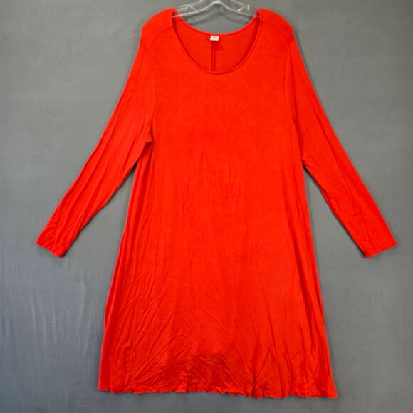Old Navy Orange Dress Stretch Casual Midi Shift Long Sleeves Womens Plus Size 1X - Picture 1 of 10
